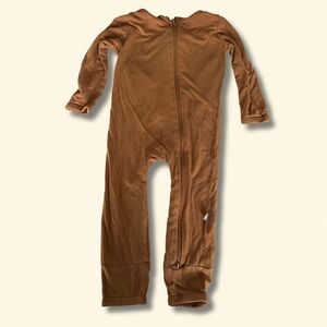 Kyte (12-18 Months) Onesie in Camel Brown with Open Feet, Zip Up